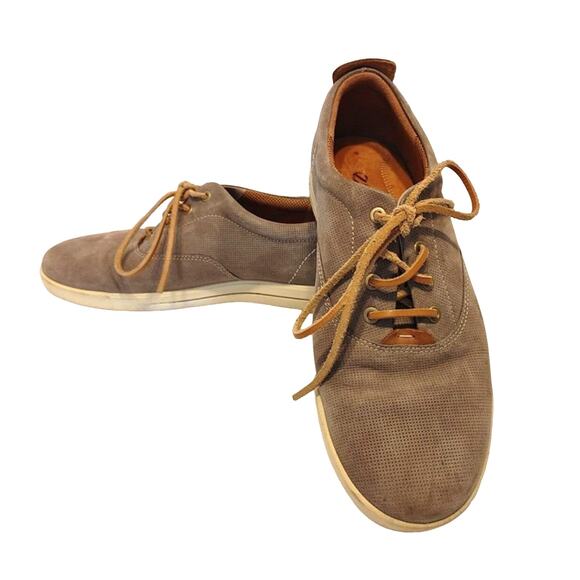 Ecco Kyle Suede Lace Up Casual Lifestyle Shoes Low Top Taupe Mens US 10 EU 43 - Picture 1 of 8